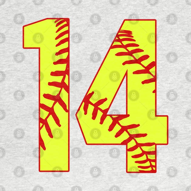 Fastpitch Softball Number 14 #14 Softball Shirt Jersey Uniform Favorite Player Biggest Fan by TeeCreations